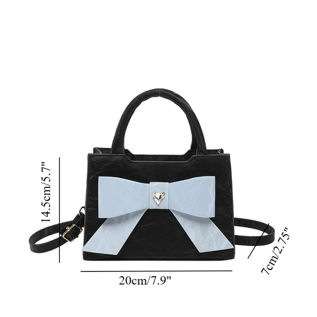 Design sweet and cute bow bag, fashionable versatile small square bag m shoulder tote bag