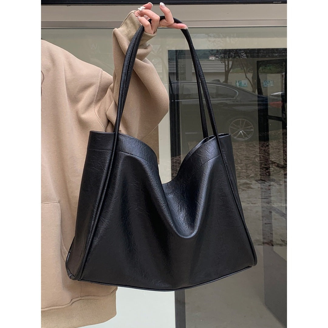 Women's soft leather tote bag, large capacity tote bag, hand bag shoulder, armpit bag class commute