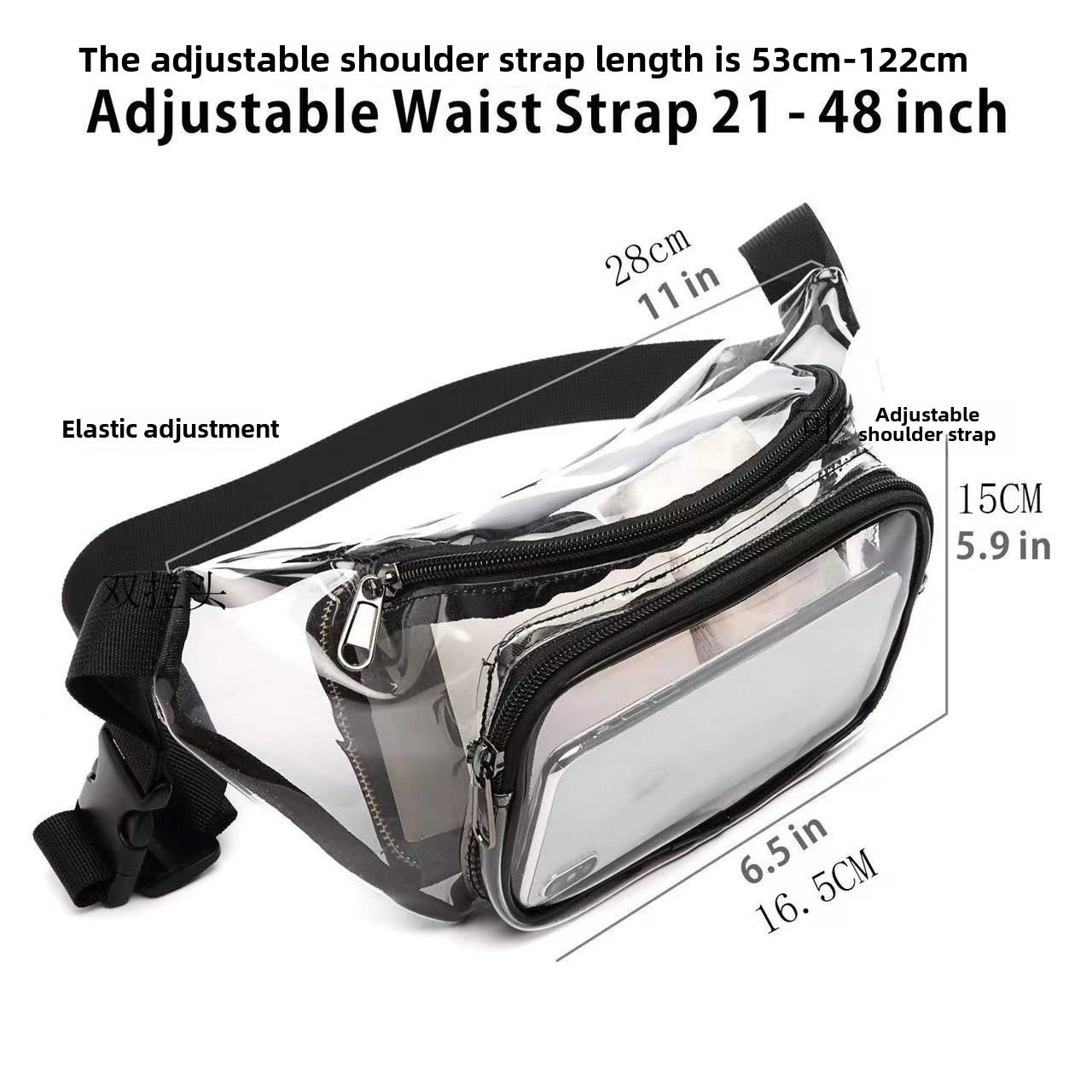 PVC transparent bag waterproof fanny pack Storage Bag for Portable Travel & Sports | Durable Fanny Pack with Clear Design for Secure and Easy Access