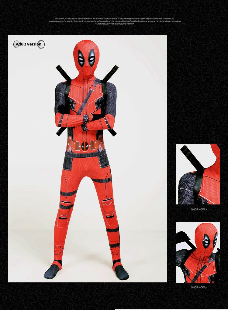 Halloween Costume Deadpool onesie skinny children's clothes adult double knife backpack boys suit costumes boys