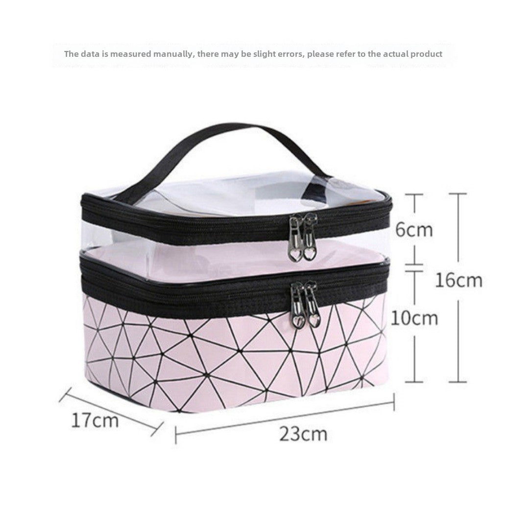 Transparent Cosmetic Bag, Double cosmetic bag, portable large capacity waterproof multi-functional portable makeup bag, travel skin care product storage bag, toilet bag for College Dorm Camp Gym