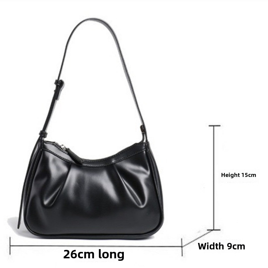 Women's bag pleated underarm bag, fashion shoulder cloud bag, baguette bag for women, small shoulder bag for women