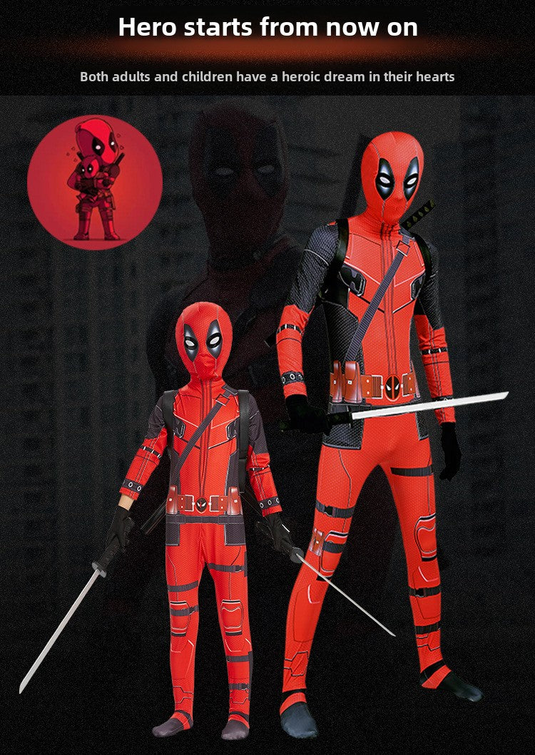 Halloween Costume Deadpool onesie skinny children's clothes adult double knife backpack boys suit costumes boys