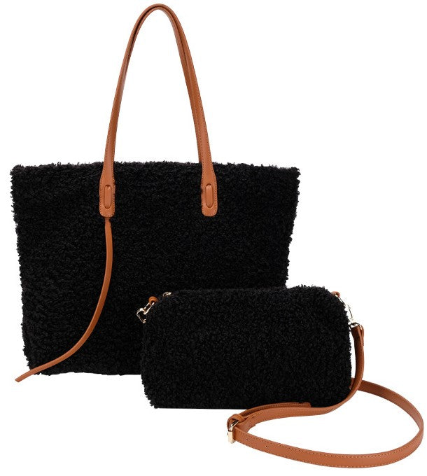 Lamb Plush Top Handle Tote bag Women Fake Fur Shoulder Bag Fluffy Bag Fuzzy Bag