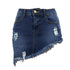 Western Style women's Short Wear Irregular Jeans With holes denim skirt for summer