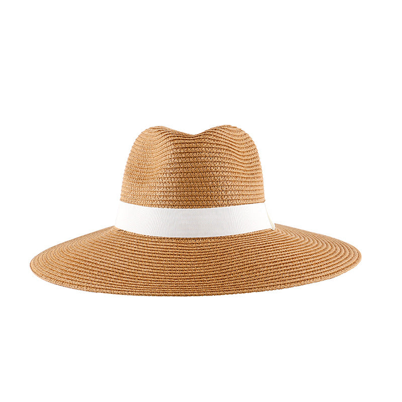 Panama Hat Sun Hats for Women Men Wide Brim Fedora Straw Beach Hat UV UPF 50