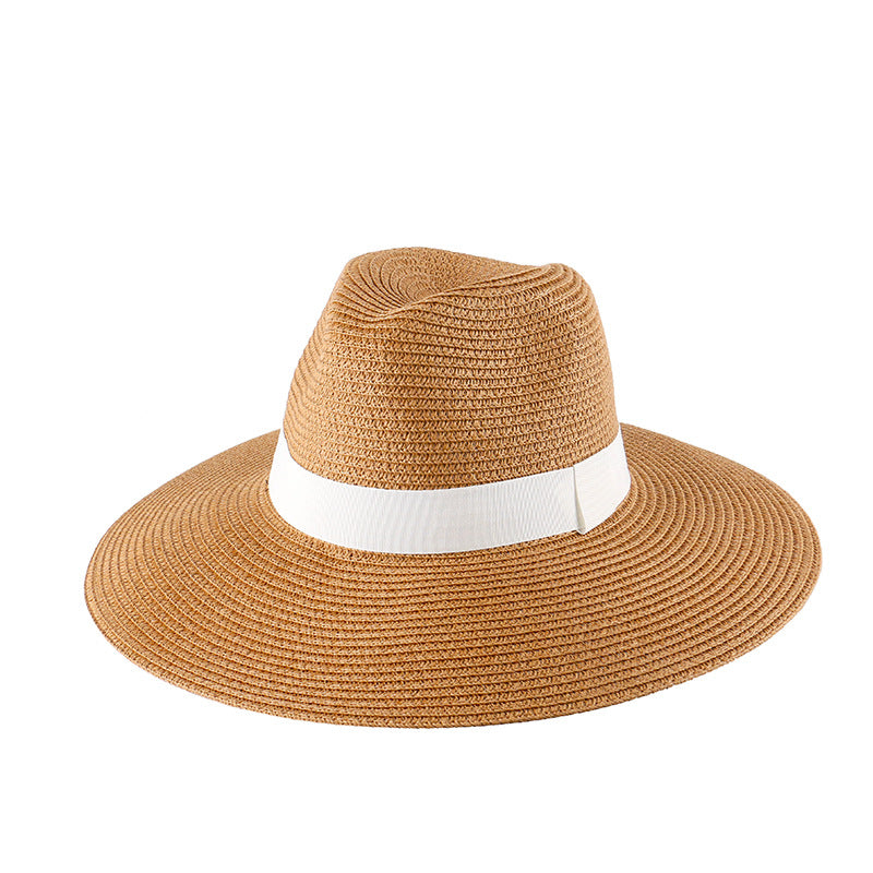 Panama Hat Sun Hats for Women Men Wide Brim Fedora Straw Beach Hat UV UPF 50