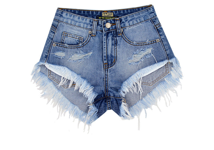 Women's Ripped Denim Summer Jean Shorts High Rise Hem Jeans Shorts