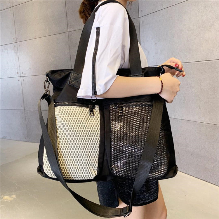 Large Shoulder Bag Simple Leisure Big Bag Nylon Mesh Shoulder Detachable Shoulder strap