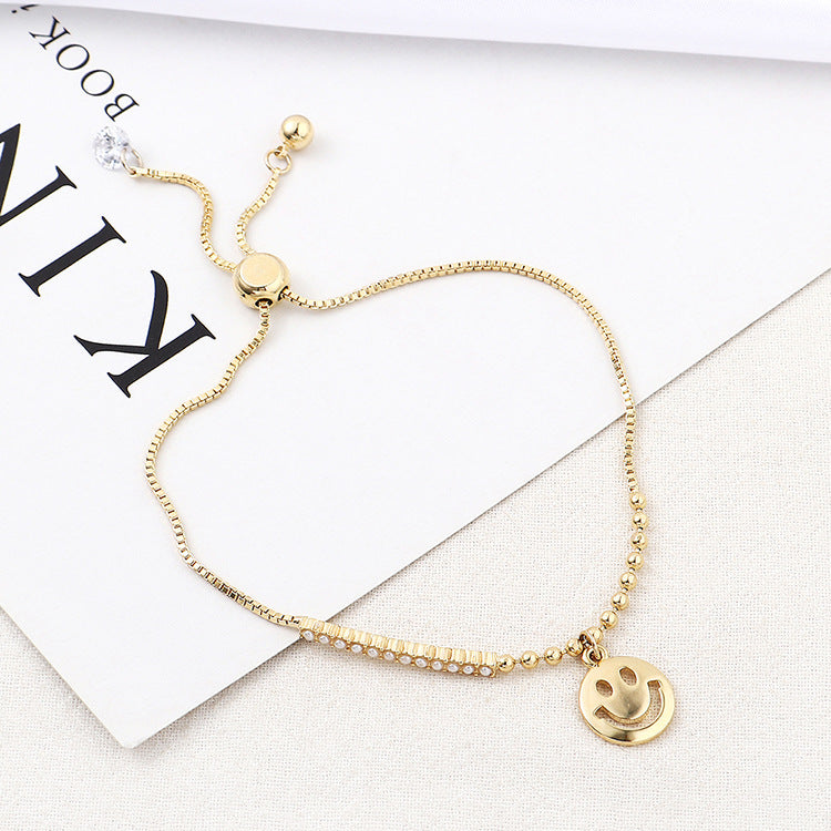 Western Fashion Simple Smiley Bracelet Women's Adjustable All-match Zircon Bracelet Accessories