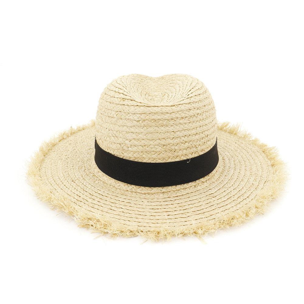 Handmade Crochet Straw Hat Sun Shade Proof Fisherman Hat