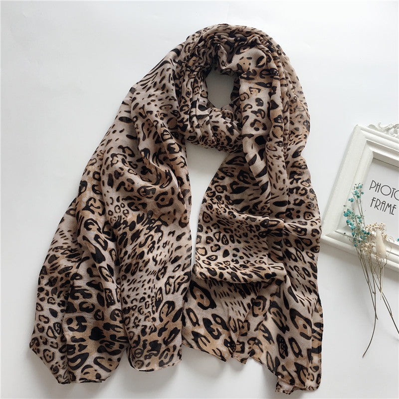 Summer Scarves for Women Lightweight Leopard Print Hawaiian Wrap Beach Shawl Voile Head Scarf