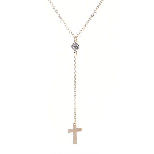 Fashion Simple Diamond Necklace Alloy Cross Pendant Necklace NK08210501