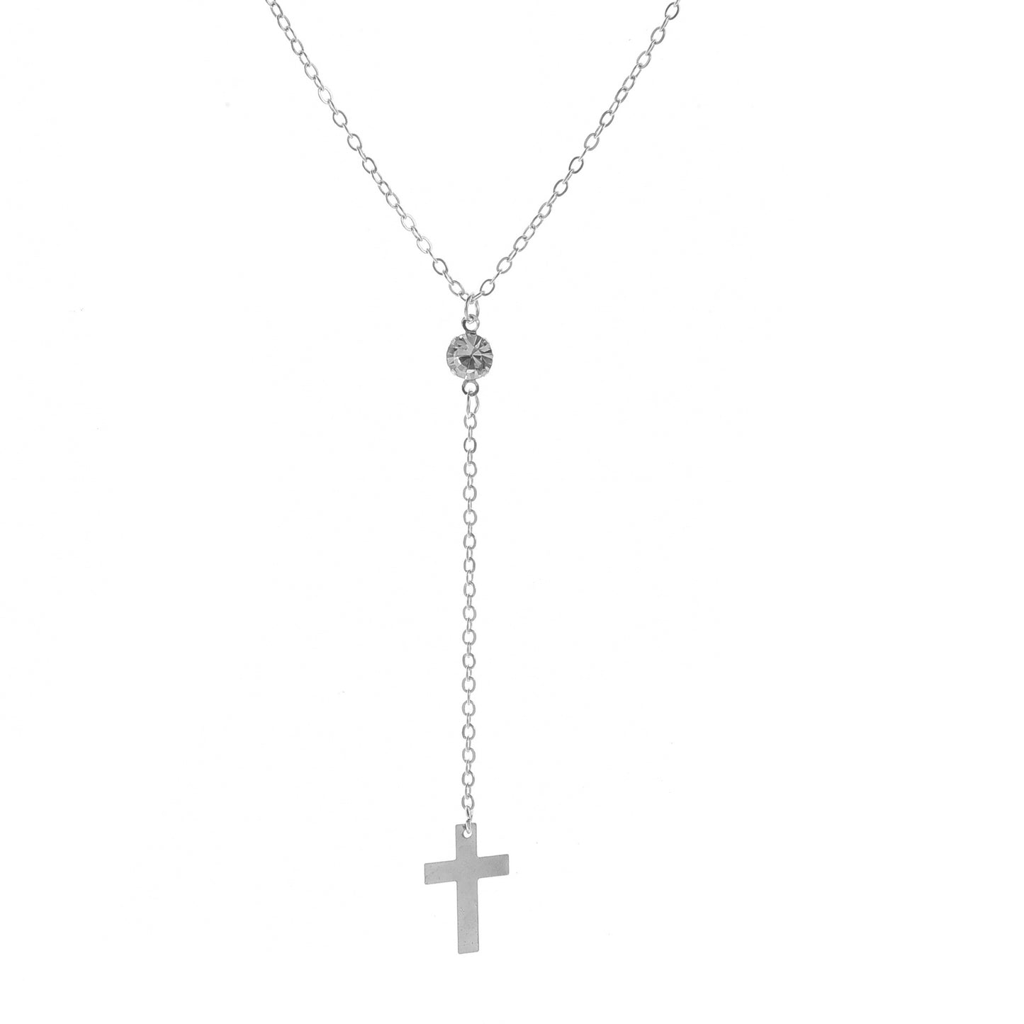 Fashion Simple Diamond Necklace Alloy Cross Pendant Necklace NK08210501