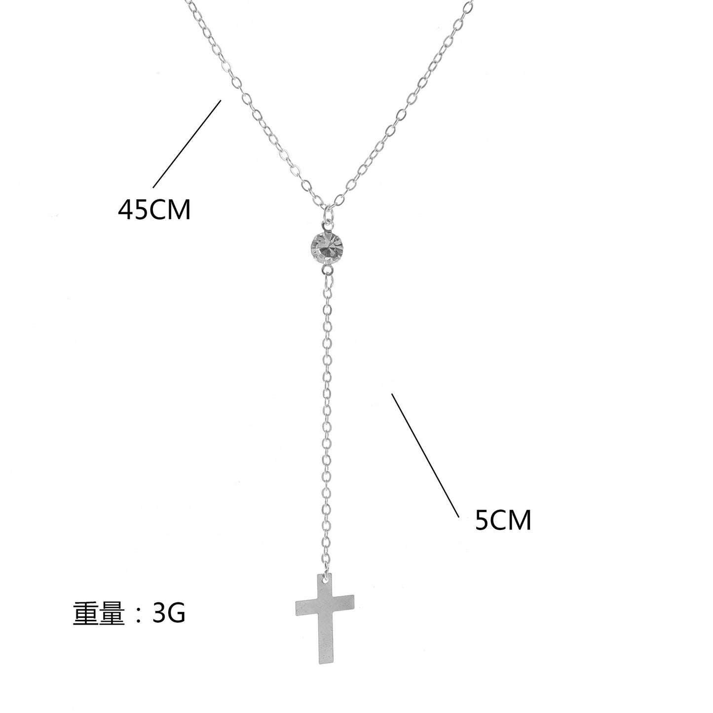 Fashion Simple Diamond Necklace Alloy Cross Pendant Necklace NK08210501