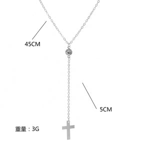 Fashion Simple Diamond Necklace Alloy Cross Pendant Necklace NK08210501