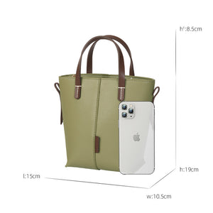 Genuine leather Simple tote bag for women elegant satchel purse antique tone