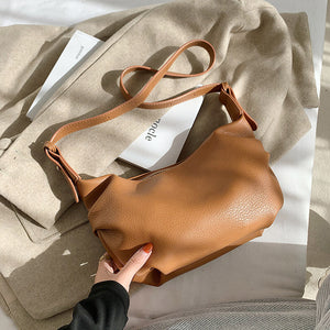 Genuine leather women hobo bag simple boho style trendy