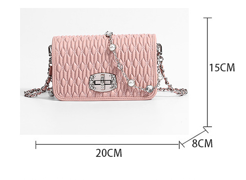 Simple female bag trendy embroidery purse with diamond chain single shoulder purse