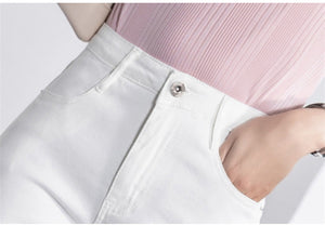 White Jeans Thin and Straight Slim for Spring and Autumn Cropped pants