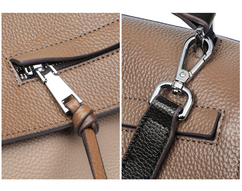 Genuine leather bag for female bag shoulder bag large capacity with contrast color pattern