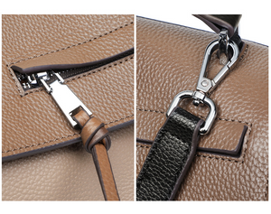 Genuine leather bag for female bag shoulder bag large capacity with contrast color pattern