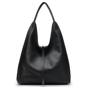 Hobo Bag for Women Solid Simple Chic Large Capacity Genuine Leather H071807