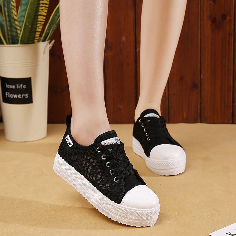 Women's Fashion Canvas Sneakers Mesh Knitted Upper Low Cut Casual Shoes