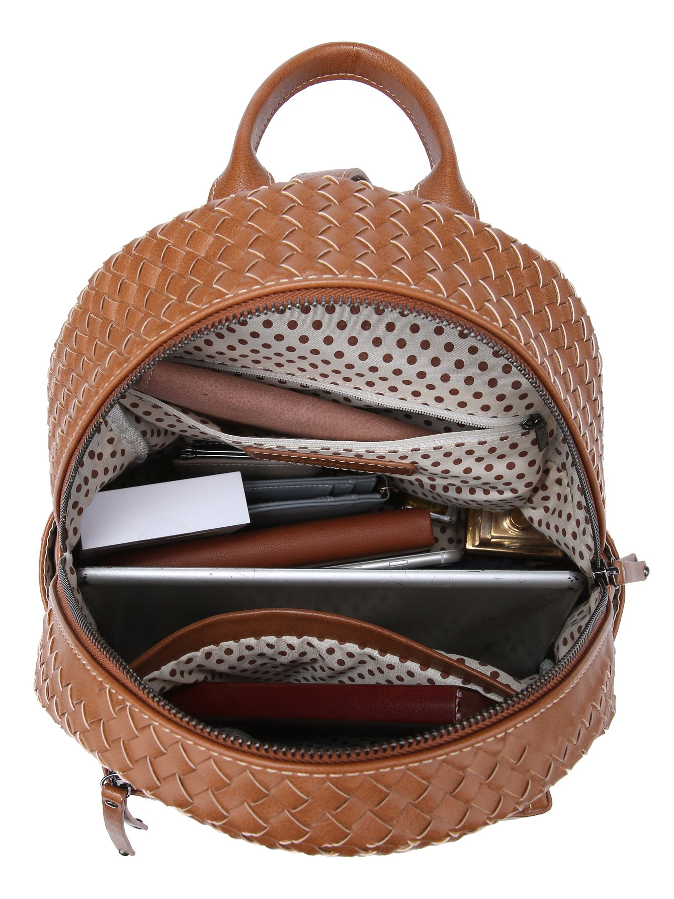 Woven backpack purse for women beige 2068 BR