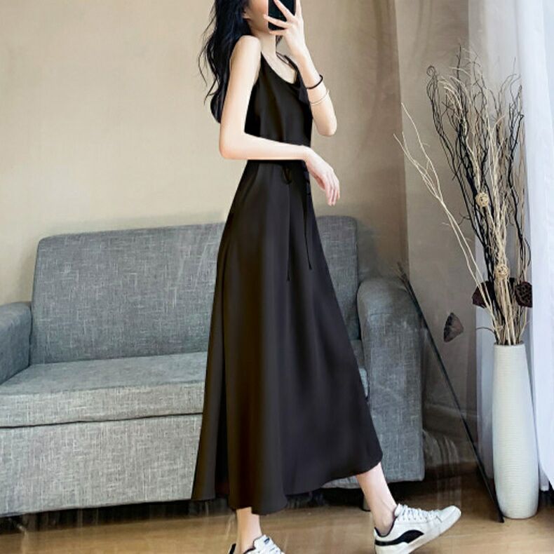 Summer Dresses for Women Sleeveless Loose Sling Maxi Dresses Casual Plain Cami Long Dress