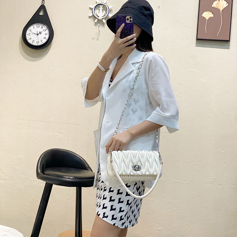 Women shoulder crossbody bag 2022 new rhombus diamond chain bag underarm bag embroidery feature 3370