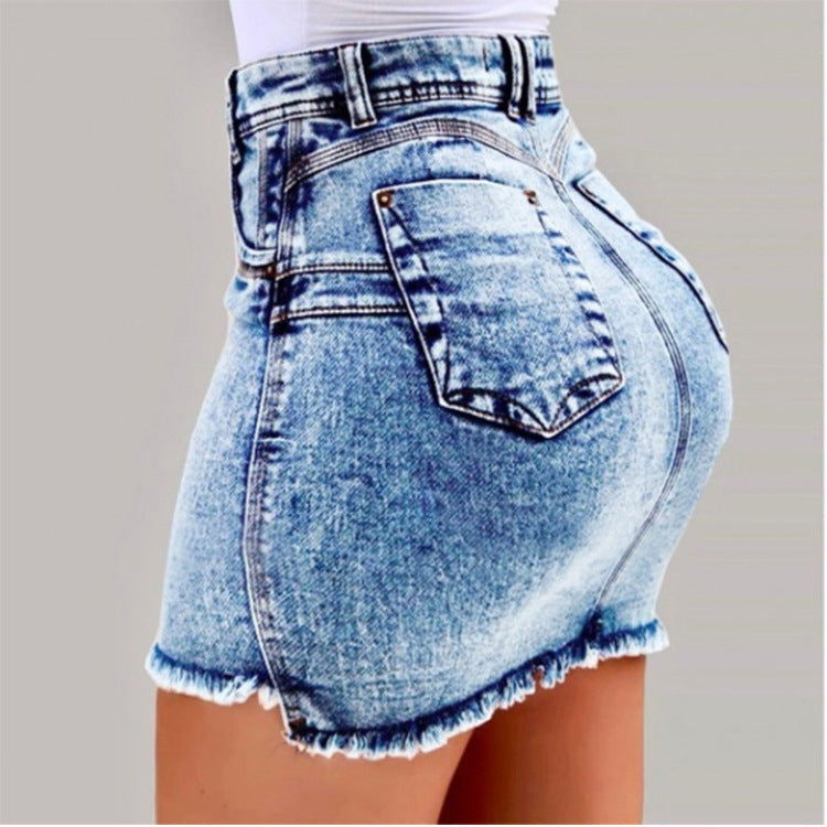 Women's Casual Denim Shorts Frayed Raw Hem Ripped Jeans Shorts