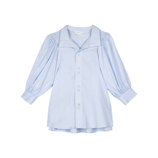 Retro V-neck shirt for female temperament Puff Sleeve Blouse Tops