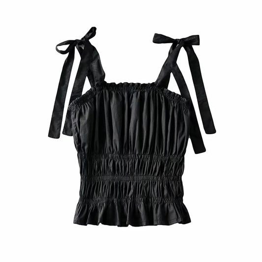 Fashion Elastic Wrinkle Short Sling Women's Sexy Camisole