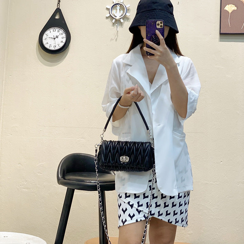 Women shoulder crossbody bag 2022 new rhombus diamond chain bag underarm bag embroidery feature 3370