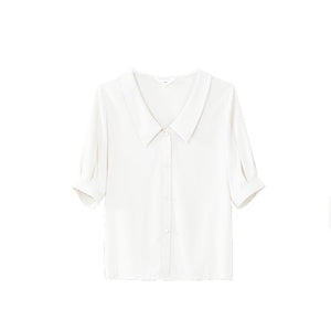 Chiffon Shirt for Women Summer Loose Collar Formal Wear White Shirt  SK08210503