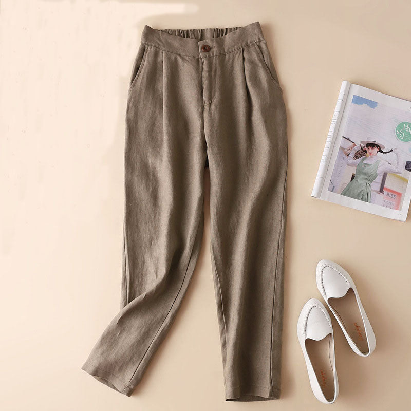 Women's Casual Loose Baggy Linen Straight  Summer Thin Harem Pants