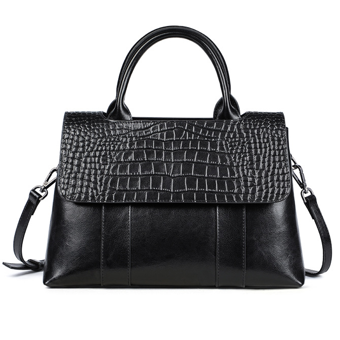 Women tote crossbody bag genuine leather crocodile