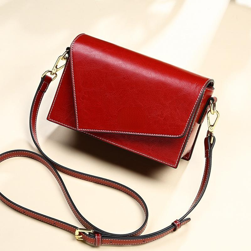 Genuine leather women's messenger bags  geometric shape small square bag shoulder purse