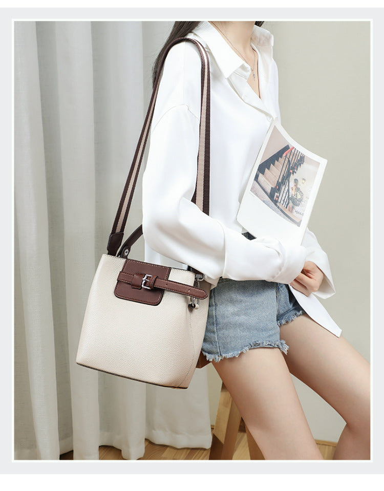 Genuine leather crossbody bucket bag all-match shoulder bag