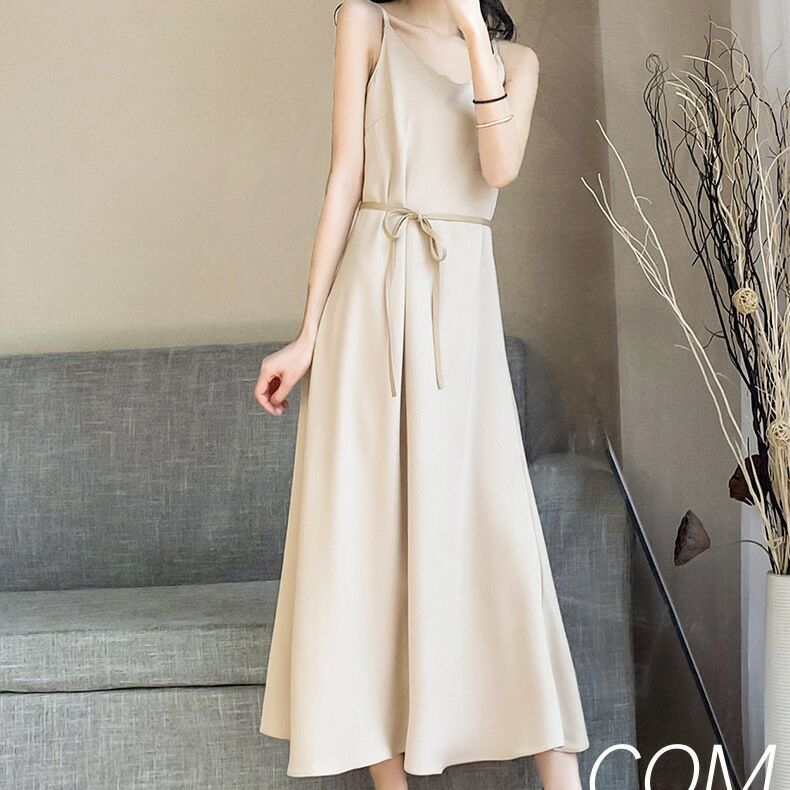 Summer Dresses for Women Sleeveless Loose Sling Maxi Dresses Casual Plain Cami Long Dress